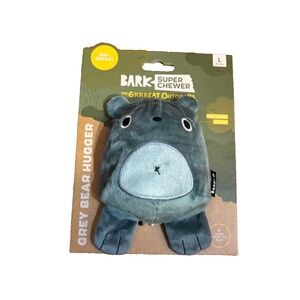 Barkbox Grey Bear Hugger Super Chewer Bark Plush Exterior Hard Core Plush Toy